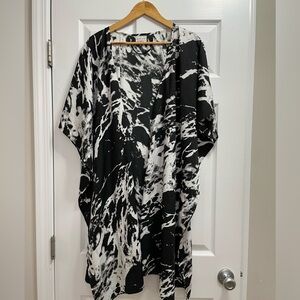 Black and white open front coverup